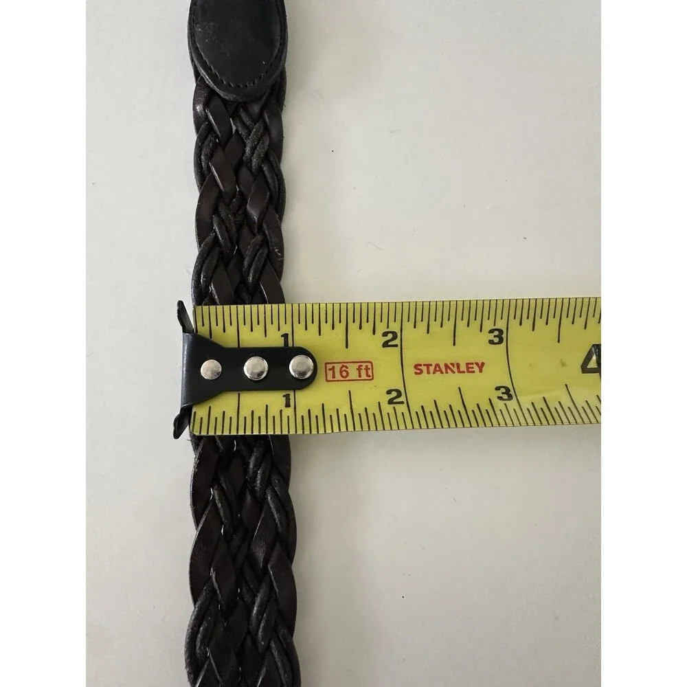 Coach Vintage Black Braided Leather Belt Size 38 Brass Buckle